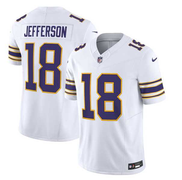 Men & Women & Youth Minnesota Vikings #18 Justin Jefferson White 2023 F.U.S.E. Vapor Untouchable Stitched Jersey